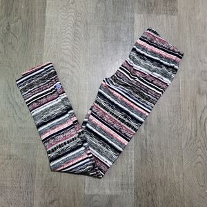Striped Pattern Leggings in Black, White & Pink, Sweetlegs Petite